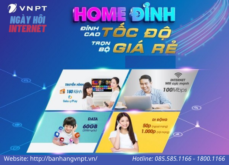 Gói cước Home Đỉnh VNPT với giá chỉ từ chỉ tử 224,250 đồng/ tháng