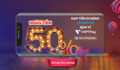 Ưu đãi 50% nạp tiền di động Vinaphone