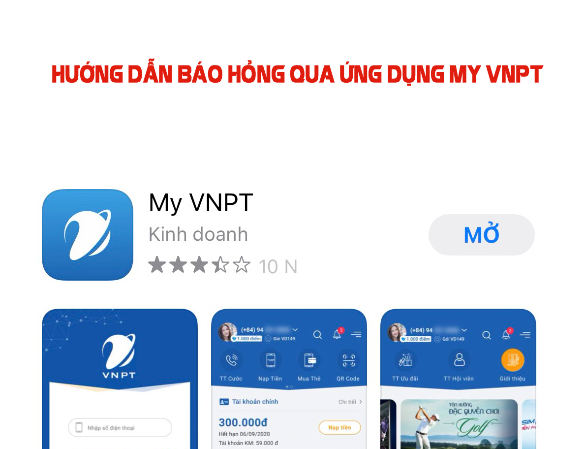 Hướng dẫn báo hỏng qua ứng dụng My VNPT