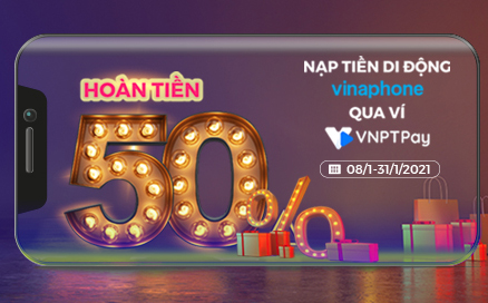 Ưu đãi 50% nạp tiền di động Vinaphone