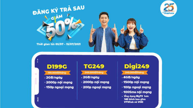 Chương trình khuyến mãi giảm 50% cước hòa mạng mới trả sau Vinaphone