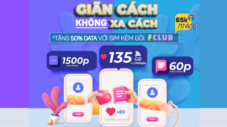 Giãn cách-Không xa cách cùng FClub VinaPhone: Tặng thêm 50% Data
