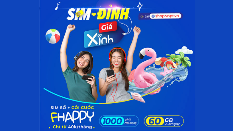 Đăng ký gói cước FHAPPY VinaPhone: Tặng thêm 50% Data
