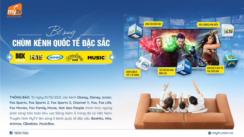 Thay đổi trong danh sách kênh trong hệ thống truyền hình MyTV