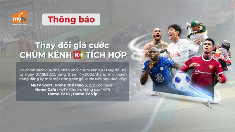 Thông báo về việc điều chỉnh giá gói cước K+ tích hợp