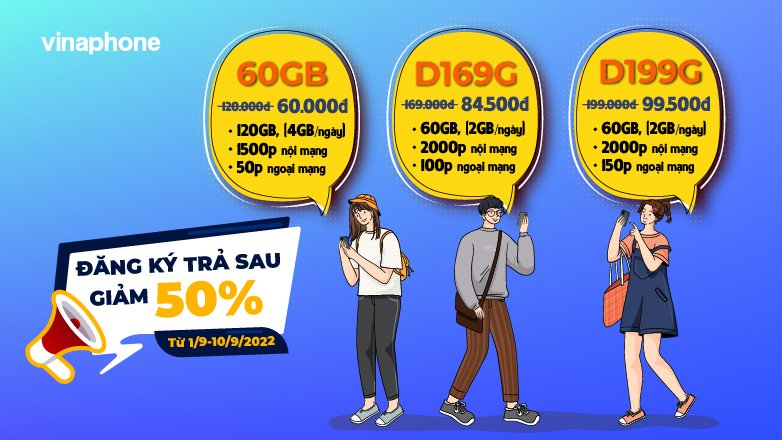 Mừng Quốc Khánh, VinaPhone giảm 50% gói cước trả sau