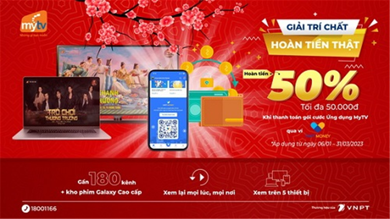 Bộ đôi ứng dụng MyTV và VNPT Money tung khuyến mại “Giải trí chất - Hoàn tiền thật”