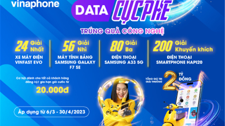 Đăng ký gói cước VinaPhone, trúng ngay kho quà hơn 2 tỷ đồng