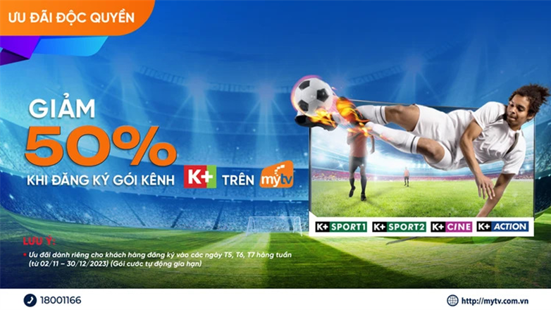 Truyền hình MyTV khuyến mại 50% gói kênh K+ addon