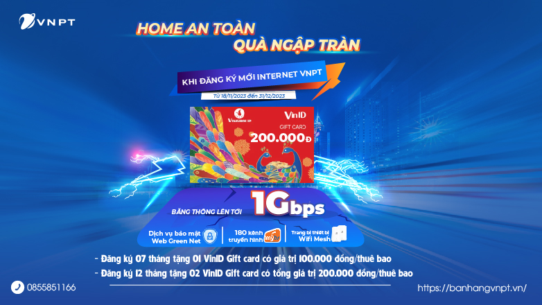 Khuyến mại lắp mạng VNPT "Home an toàn - Quà ngập tràn" từ 18/11/2023 đến 31/12/2023