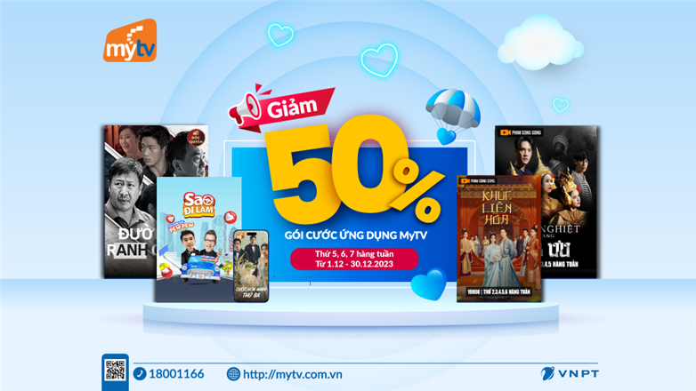 Khuyến mại cực hot: Giảm 50% gói cước Ứng dụng MyTV trong tháng 12