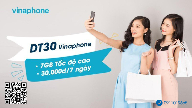 Đăng ký gói Data DT30 của VinaPhone nhận 7GB/7 ngày chỉ 30k