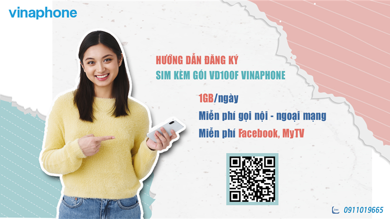 Hướng dẫn mua sim kèm gói VD100F VinaPhone 30GB, Free gọi, Free Facebook chỉ 100k
