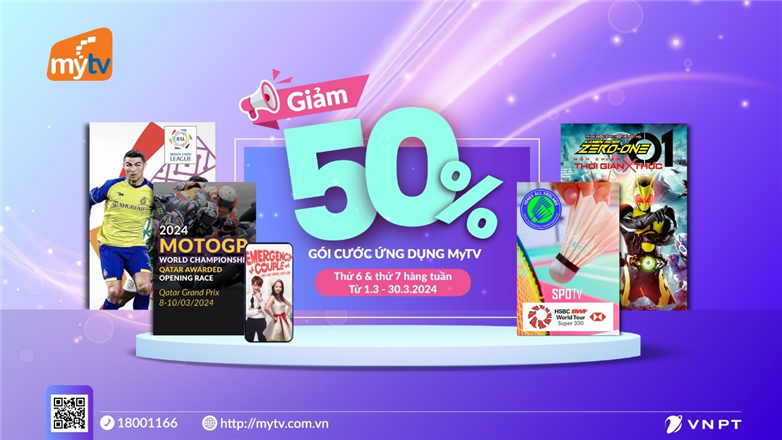 MyTV tặng khách hàng ưu đãi giảm 50% gói cước Ứng dụng MyTV