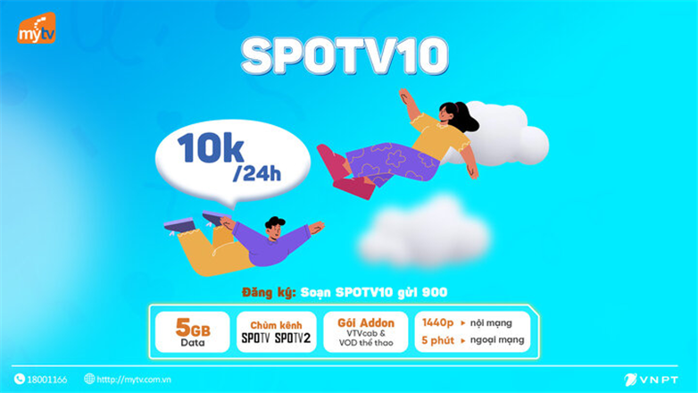 Xem bóng đá Free data và thoại + thêm 5GB chỉ 10k với gói SPOTV10 VinaPhone
