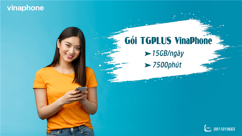 Gói cước TGPLUS VinaPhone ưu đãi 15G B/ngày, 7500 phút