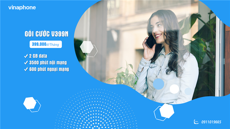 Gói cước V399N VinaPhone giá 399k có ngay 4800 phút gọi và 2 GB data