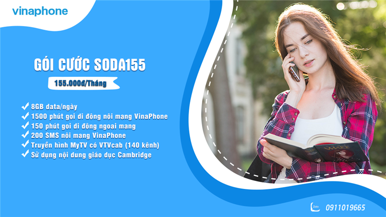 Gói cước siêu hot SODA155 có 8GB/ngày, gọi thả ga, MyTV VTVcab cùng nội dung Cambridge
