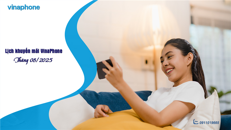 VinaPhone khuyến mại nạp thẻ tháng 8/2025 – Nhận đến 20% giá trị và data tốc độ cao