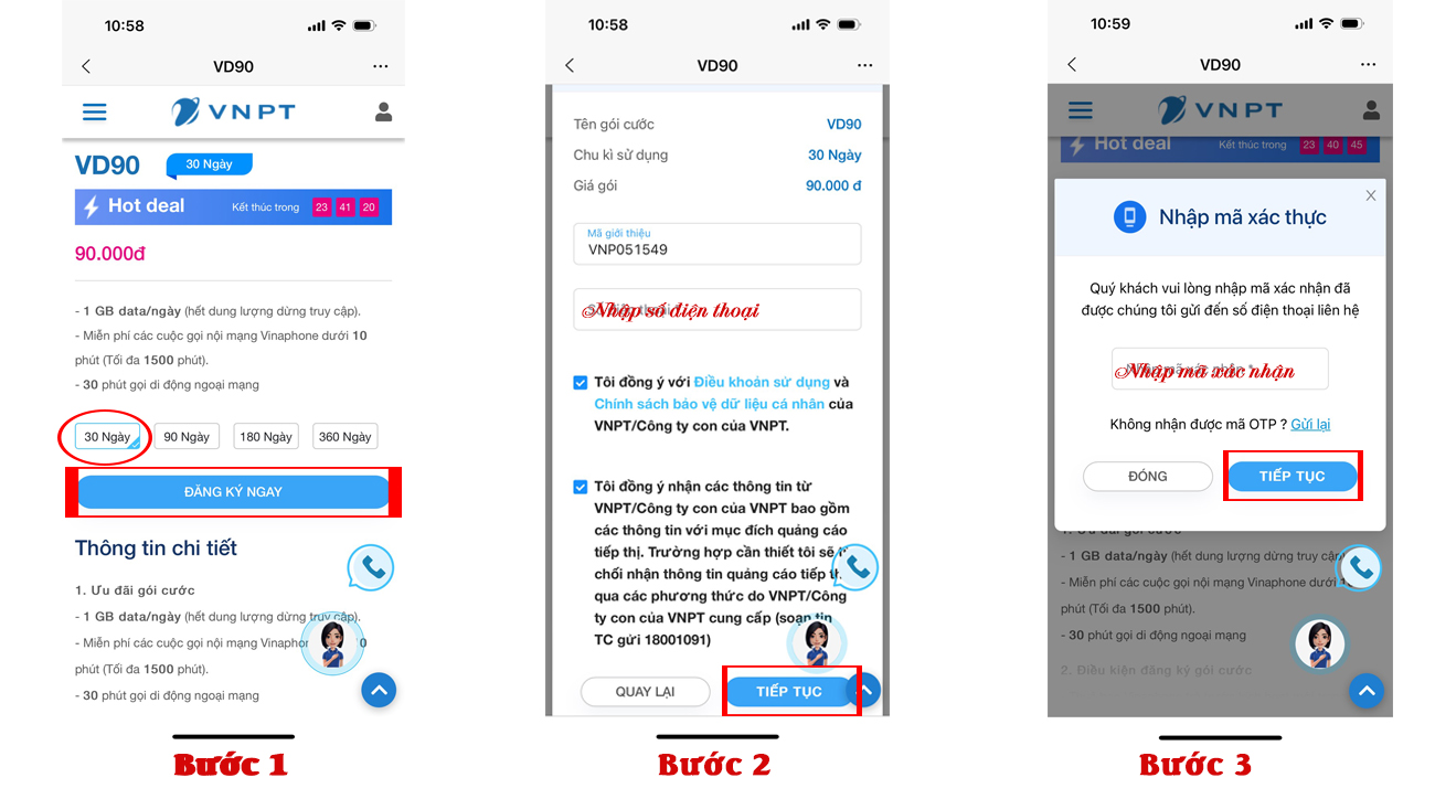 gói cước bán chạy trên shop